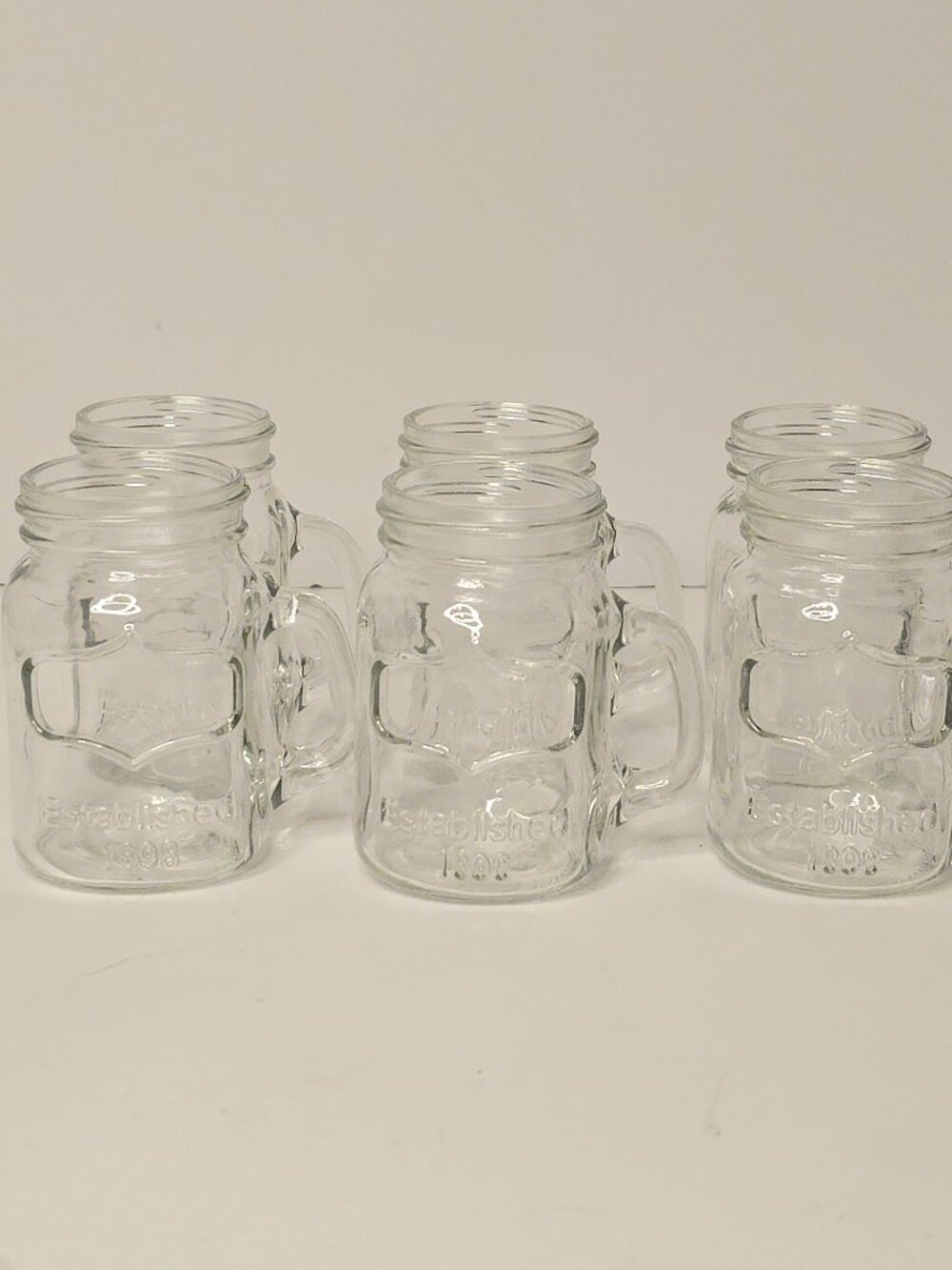 Set of 6 Circleware Simply Everyday Mini Mason Mugs 4 oz Glass Handle 2" x 3.25"